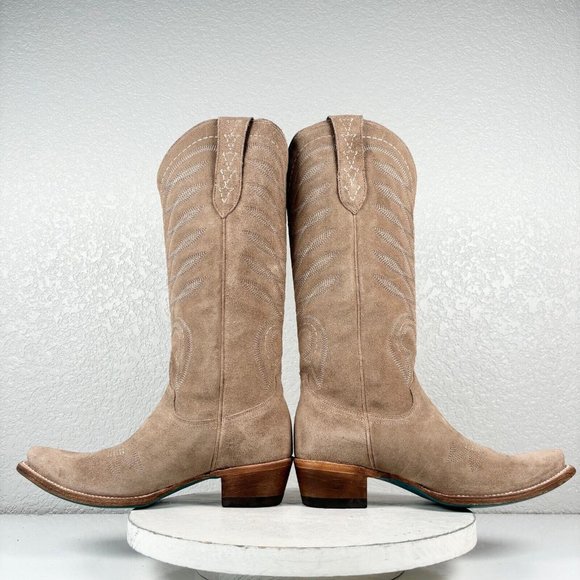 Lane SQUASH BLOSSUM Brown Cowgirl Boots 7.5 Suede Cowboy Snip Toe Western Wear - Picture 7 of 10